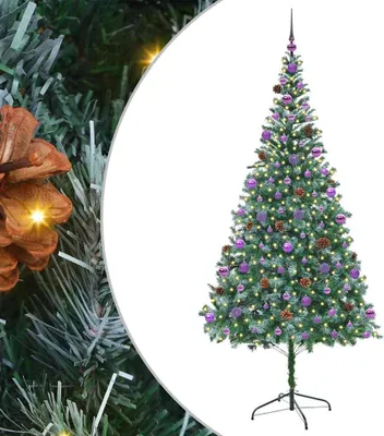 Image de Sapin de Noël artificiel avec 300 LED Vert 210 cm PVC et Acier