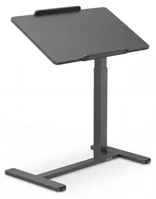 Produktbild von di volio Mobiler Schreibtisch SORINO höhenverstellbar mit Gasfeder, neigbarer Laptoptisch mit Rollen, Computertisch mit klappbarer Tischplatte (schwarz)