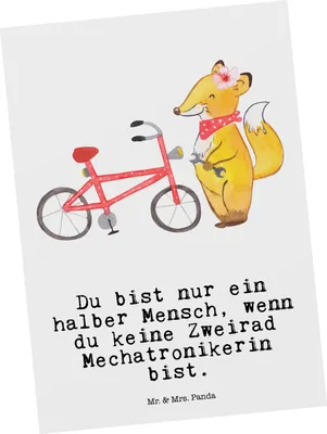 Produktbild von Mr. & Mrs. Panda Postkarte Zweirad Mechatronikerin Herz - Weiß - Geschenk, Ansichtskarte, Fotokarte, Ansichtskarten, Grußkarte, Postkarten