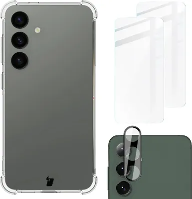 Produktbild von Bizon Case Clear Pack Hülle + 2x Displayschutzglas + Objektivglas Samsung Galaxy S24 klar
