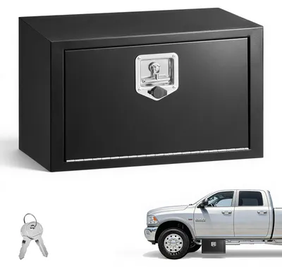 Obrázek produktu pro VEVOR Úložný box pod podlahu pro nákladní vozy 609 x 305 x 356 mm Úložný box pod podlahu z válcované oceli Vodotěsná bedna na nářadí s T-rukojetí a zámkem pro nákladní vozy, přívěsy a dodávky Bedna na nářadí Úložný box pod podlahu Černá