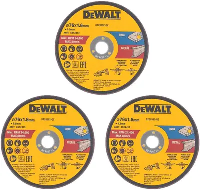 Zdjęcie produktu dla Tarcze do cięcia metalu Inox 76x1.6 Dewalt DT20592-QZ - 3 sztuki