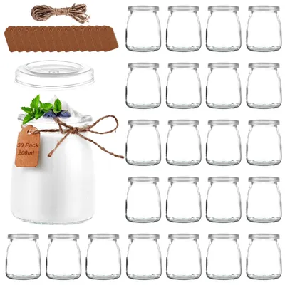 30er Set 200 ml Joghurtgläser mit Deckel, Dessertgläser