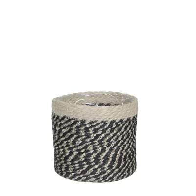 Produktbild von Mica Decorations Bonaparte Pflanzenkorb - H18 x Ø18 cm - Jute - Schwarz