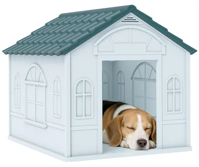Image de PawHut Niche d'extérieur en PP blanc pour chiens de petite et moyenne taille - 65 x 75.7 x 63 cm