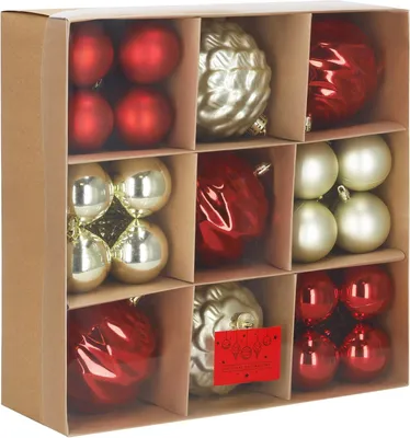 Image de Arbre de Noël Kugelset, 37 pièces, rouge et or, incassable, pour la décoration de Noël