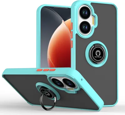 Obrázek produktu pro Pouzdro pro Xiaomi Poco F7/Redmi Turbo 4 Pro 5G matné průsvitné TPU pouzdro s prstencovým držákem a stojánkem Modrý