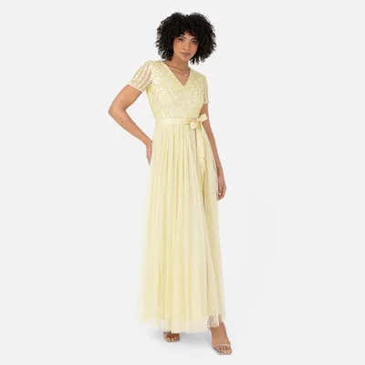 Produktbild von Maya Deluxe Damen Maxikleid für Damen, ideal für Brautjungfern, mit V-Ausschnitt und Ballkleid-Schnitt