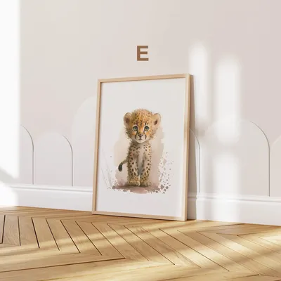 Produktbild von Poster Kinderzimmer Tiere Wald Dschungel Aquarell · Kinderzimmer Bilder · Wand Deko · Kunst Druck · Deko Print · ohne Rahmen · Motiv E Gepard · 40×50 cm