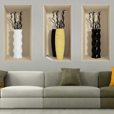 Image de Autocollants à effet 3D représentant des vases élégants, 80 x 120 cm