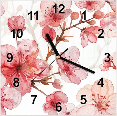 Produktbild von Wanduhr aus Glas mit Motiv Blumenmuster Blüten- 30 x 30 cm - inkl. Aufhängesystem