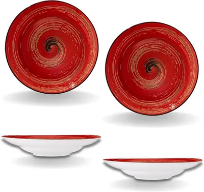 Produktbild von Wilmax 2er Set Tiefe Teller 25,5 cm 350 ml Rot Porzellan WL-669227/A2
