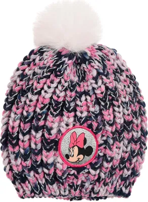 Produktbild von Minnie Mouse Kinder Mädchen Winter-Mütze Strick Bommelmütze, Farbe:Lila, Größe:54