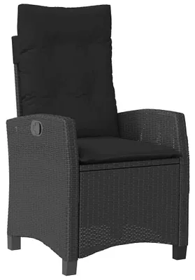 Produktbild von vidaXL Gartensessel Verstellbar mit Kissen Schwarz Poly Rattan