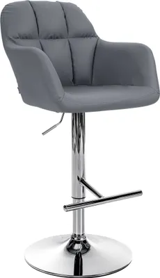 Produktbild von CLP Barhocker Natoma Kunstleder I 360° Drehbar, Metallgestell Höhenverstellbar grau Material Gestell Metall in Chromoptik