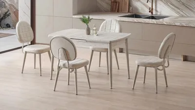 Productafbeelding van Eetkamer set: Eettafel met 4 stoelen, comfortabel, modern en stijlvol