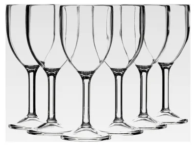 Produktbild von Wiederverwendbares Weinglas aus Polycarbonat, 265 ml, 6 Stück, praktisch unzerbrechlich, ideal für Veranstaltungen, Camping und Essen im Freien – transparent