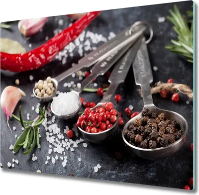 Produktbild von Glas Herdabdeckplatte 60x52 cm Spritzschutz Glasabdeckplatte Schneidebrett Kräuter und Gewürze