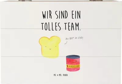 Produktbild von Mr. & Mrs. Panda Truhe Toast Marmelade 22 x 15 cm - Weiß - Geschenk, mit deckel, Lustige Sprüche, Erinnerungskiste, Toastbrot, Küche Deko, fotobox, Geschenkbox, Box, Süß