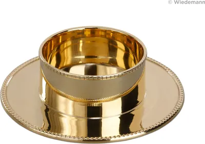 Produktbild von Kerzenhalter Durchmesser 70 mm Gold Messing poliert, Anlasskerzenhalter, Taufkerzenhalter, Hochzeitskerzenhalter, Kommunionskerzenhalter