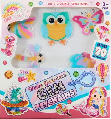 Produktbild von Diamant Stickerei Set 5 Anhänger DIY - Mosaik Bastelset für Kinder - Glitzersteine Kreativ