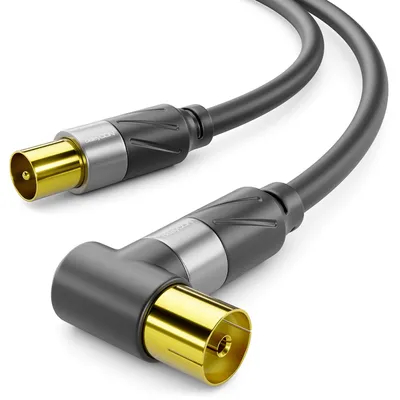 Produktbild von deleyCON 3,0m 4K TV Antennenkabel Winkel - IEC Koaxialkabel HDTV - Schwarz