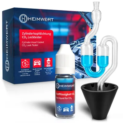 Produktbild von HEIMWERT Zylinderkopfdichtung Tester ohne Herumschrauberei - extrem günstiger und zuverlässiger Kühlmittel Dichtheitstest per Farbwechsel - co2 Tester Kühlwasser u. Zylinderkopf - KFZ u. Motorrad, KI-generiertes Bild