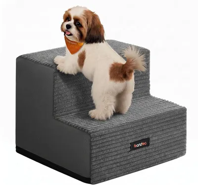 Productafbeelding van Hondentrap - 2 treden - schuim - antislip - machinewasbare hoes - 30 x 38 x 28 cm