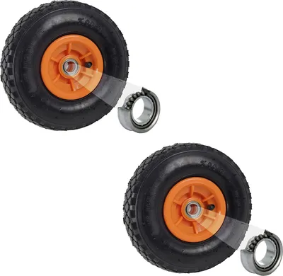 Produktbild von TRUTZHOLM 2x Sackkarrenrad Luftrad 260x85 mm 3.00 Bis 4 60 mm Nabenlänge Nabenversatz Orange