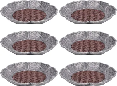 Imagen del producto de Juego de 6 posavasos de aleación de zinc con forma de flor de ratán, elegantes y de estilo chino, para proteger contra el calor y decorar mesas de café en el hogar
