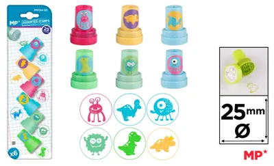 Zdjęcie produktu dla Stempelki dla dzieci Dinozaury i stworki 6 sztuk