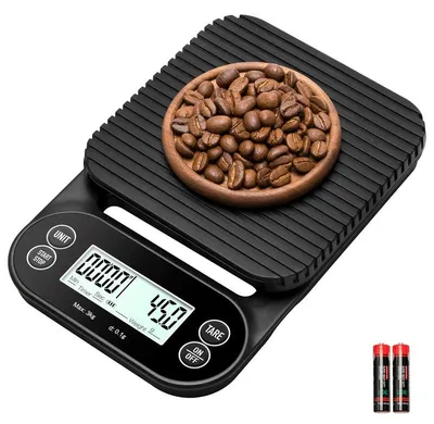 Produktbild von Digitale Küchenwaage 0,1g bis 3kg, Kaffee Waage mit Timer, Tara Funktion, LCD Display