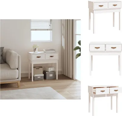 Obrázek produktu pro vidaXL Konzolový stolek bílý 76,5x40x75 cm borovicový masiv - Odkládací stolky