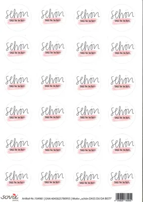 Produktbild von Sticker Aufkleber Design "Schön dass du da bist", 4cm, 24 Stück