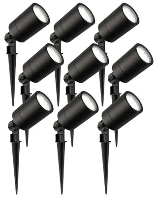 Produktbild von Ledvion 9er Set Gartenstrahler mit Erdspieß schwarz 3W 6500K GU10 IP65