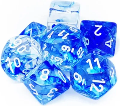 Produktbild von Chessex 7-Würfelset Nebula Dunkelblau/Weiß