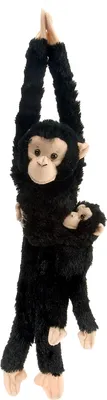 Produktbild von Wild Republic Plusch-Affe zum Aufhangen - mit Baby - schwarz - 53 cm