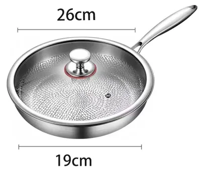 Produktbild von Titanpfanne - Bratpfanne 26 cm - Reines Titan - Antihaft Unbeschichtet - Gehämmerte Struktur - Mit Deckel