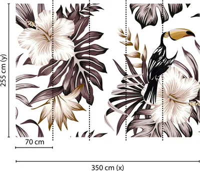Produktbild von Tadessi Fototapete | Blumen | 3.50 m x 2.55 m | Grau | Weiß | Wandbild | Digitaldruck