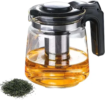 Produktbild von Teekanne aus Borosilikatglas (1,6 l), herausnehmbarer Teefilter, hitzebeständig, Deckel, für heiße und kalte Getränke.