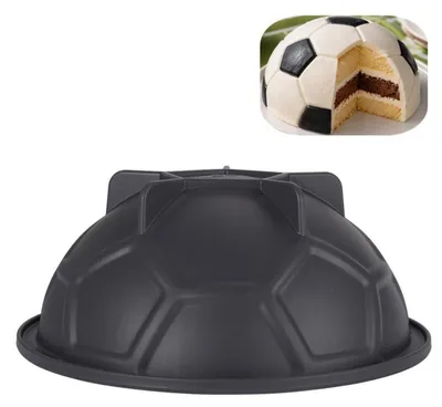 Image de Moules à gâteau en forme de ballon de football, en silicone antiadhésif, de 21,7 cm, pour les anniversaires et les fêtes