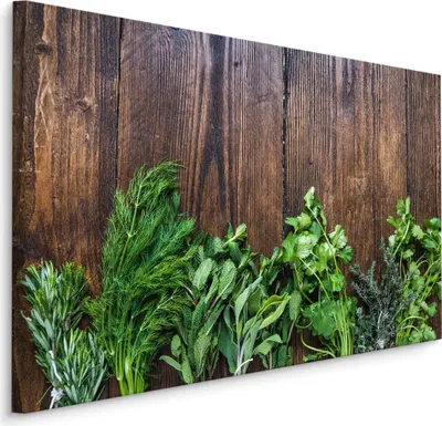 Zdjęcie produktu dla Obraz do jadalni ZIOŁA zieleń przyprawy ozdoba Ścienna abstrakcyjna 3D 90x60cm