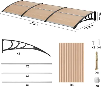 Imagen del producto de Cubierta protectora para puertas – Resistente a la intemperie – Cubierta de policarbonato – Soportes de ABS resistentes – Para puertas, ventanas y balcones