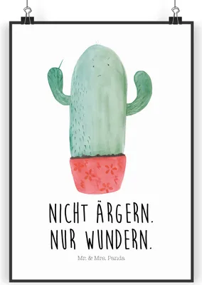 Produktbild von Mr. & Mrs. Panda Bild Kaktus Wut DIN A4 - Weiß - Geschenk, Kollegin, wütend, Kollege, Büro, kunstdruck poster, drucke, wanddeko, Wandbild, Kakteen