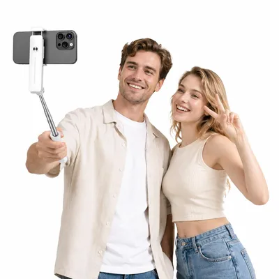 Produktbild von Bluetooth Selfie Stick Mini, faltbarer Handy Selfiestick mit Fernbedienung, 360° drehbarer Handyhalter, kompakt für ios Android & Vlog