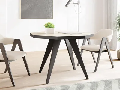 Produktbild von Moderner Runder Ausziehbarer Esstisch Diamond mit Schwarz Holzbeinen – Erweiterbar bis 200 cm, ideal für 4 bis 8 Personen - Loft-Stil Tisch für Esszimmer oder Küche - Sonoma Eiche