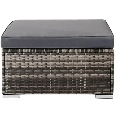 Immagine prodotto di Sgabello da giardino in rattan AREBOS grigio | Cuscino incluso, resistente alle intemperie, 75x75x45 cm