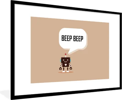 Produktbild von MuchoWow® Gerahmtes Poster Sprichwörter - Zitate - Piep piep - Roboter - Herz - Kinder - Jungen 90x60 cm - Poster mit Schwarzem Bilderrahmen Wandposter Rahmen Foto Bilder - Wanddekoration - Fotos