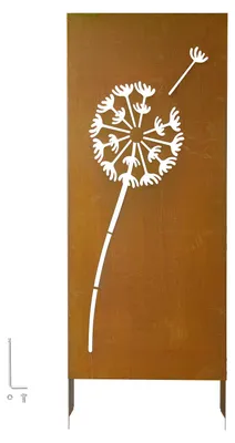 Produktbild von Sichtschutzwand Paravent - Raumteiler/Trennwand 60 x 158 cm - Aus Metall - Mit Erdspießen und Stahlplatte - Für Garten Terrasse Balkon Hof - Dekorativ
