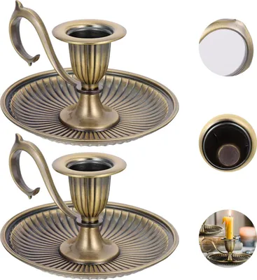 Produktbild von Zweiteiliges Vintage-Kerzenständer-Set mit Griffen – konische Kerzenständer, geeignet für Tischdekoration, Zuhause und Hochzeiten